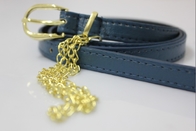 Поясы PU ткани леопарда военно-морского флота Tan, шить подпоясывают цепь золота для девушок