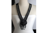 Свитер черный цветок коренастый ручной работы из бисера ожерелья для леди