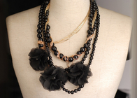 Multi - Strand корсаж Черная ткань ручной ожерелья для Woemns платье