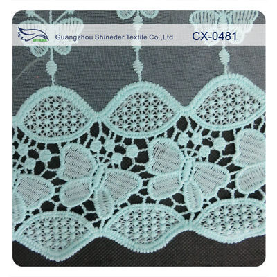 Ткань шнурка вышивки Organza бабочки, Eco-содружественный красить/нормальный красить