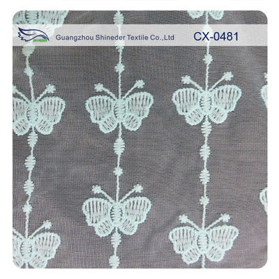 Ткань шнурка вышивки Organza бабочки, Eco-содружественный красить/нормальный красить