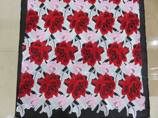 Тяжелый цвет 3 вышил ткани шнурка вязания крючком/ткани Dressmaking