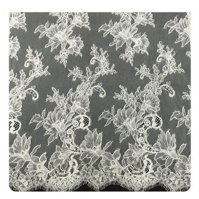Уравновешивание цвета слоновой кости шнурка Chantilly ресницы, Bridal Cream ткань шнурка шнура