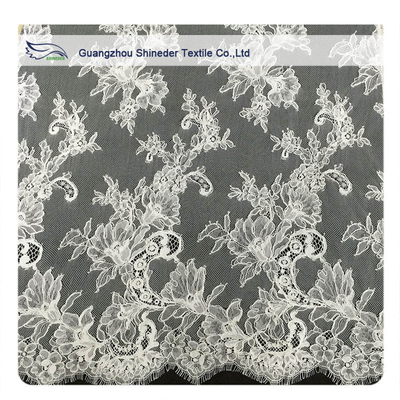 Уравновешивание цвета слоновой кости шнурка Chantilly ресницы, Bridal Cream ткань шнурка шнура