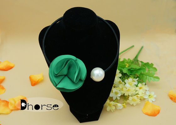 Ожерелья зеленой перлы цветка ткани большой Handmade вышитый бисером, ворот отбортовали ожерелье